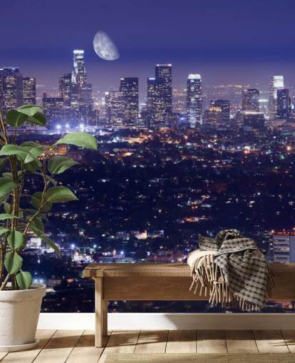 fond d'écran ciel pourpre la nuit dans la ville de Los Angeles