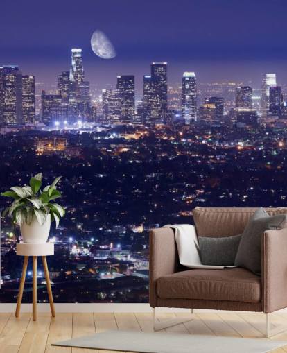 céu roxo à noite na cidade de Los Angeles Wallpaper céu roxo à noite na cidade de Los Angeles Wallpaper