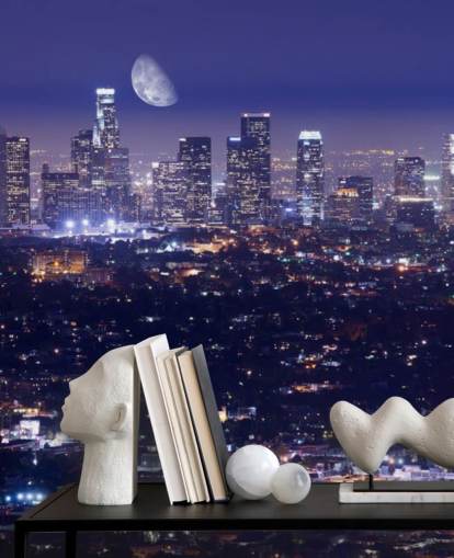 céu roxo à noite na cidade de Los Angeles Wallpaper