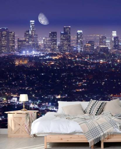 lila Himmel in der Nacht in Los Angeles City Wallpaper