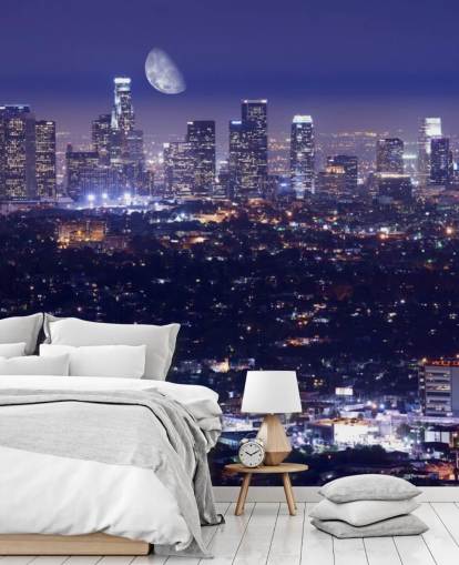 céu roxo à noite na cidade de Los Angeles Wallpaper céu roxo à noite na cidade de Los Angeles Wallpaper