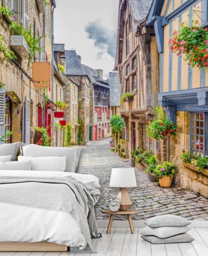 Papel pintado calle mediterránea Papel pintado calle mediterránea