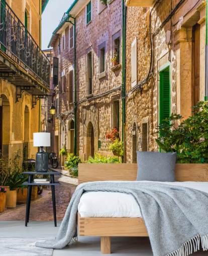 Picturesque street of a old mediterranean village mural