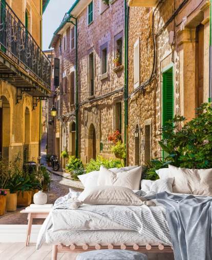 Picturesque street of a old mediterranean village mural Picturesque street of a old mediterranean village mural