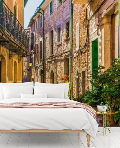 Picturesque street of a old mediterranean village mural