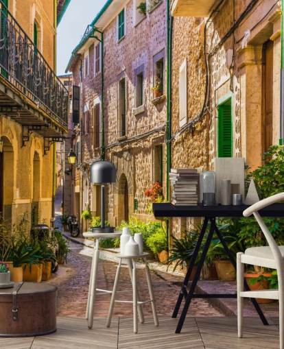 Picturesque street of a old mediterranean village mural
