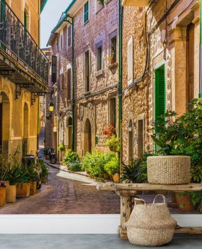 Picturesque street of a old mediterranean village mural Picturesque street of a old mediterranean village mural