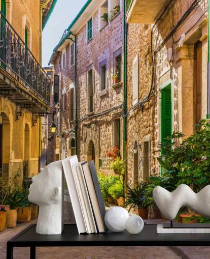 Picturesque street of a old mediterranean village mural