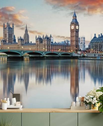 personalisierbares Tapetentapete London Skyline mit dem Namen London für Schlafzimmer und Wohnzimmer