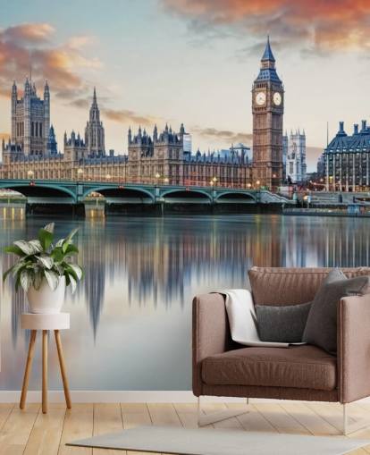 aanpasbare London skyline behangmuurschildering genaamd London voor slaapkamers en woonkamers