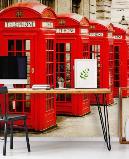 papel de parede caixas de telefone vermelho