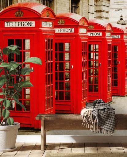 papel de parede caixas de telefone vermelho