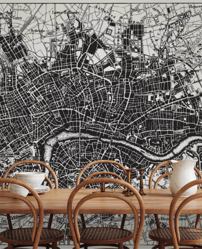 Decorazione murale con mappa storica di Londra