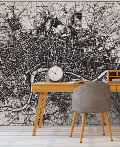 Historical Map of London Wall Mural Historical Map of London Wall Mural