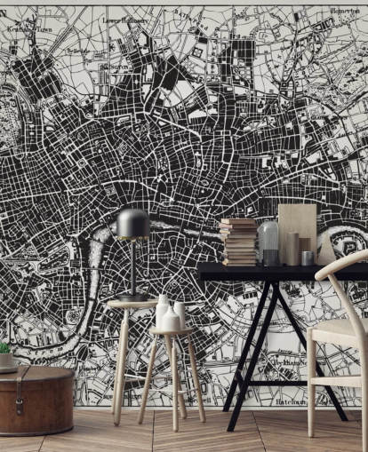 Historical Map of London Wall Mural Historical Map of London Wall Mural