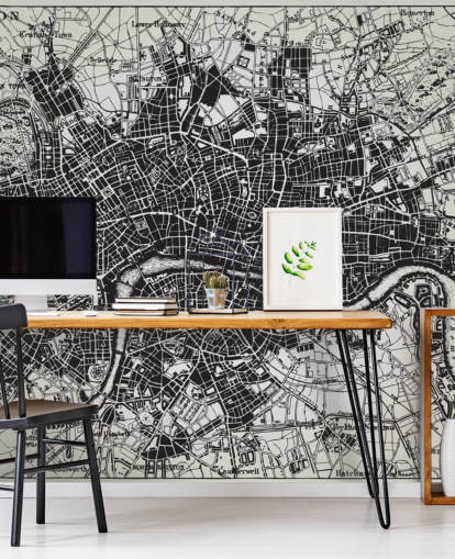 Decorazione murale con mappa storica di Londra