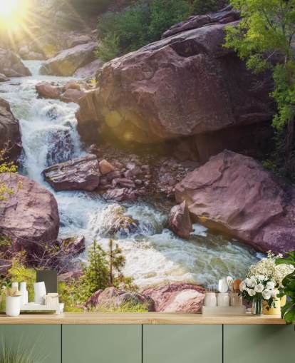 Rocky Mountain River Baggrund Rocky Mountain River Baggrund