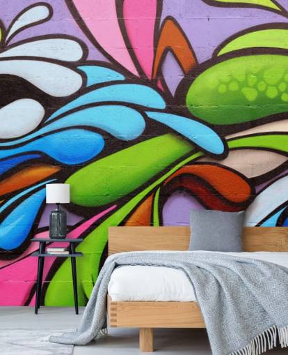 Papel pintado Grafiti con formas coloridas