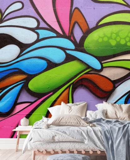 Papel pintado Grafiti con formas coloridas