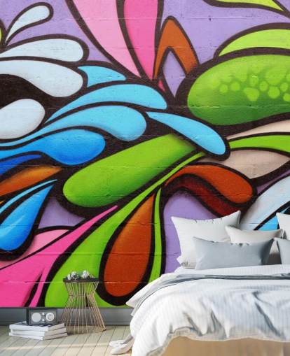 Papel pintado Grafiti con formas coloridas