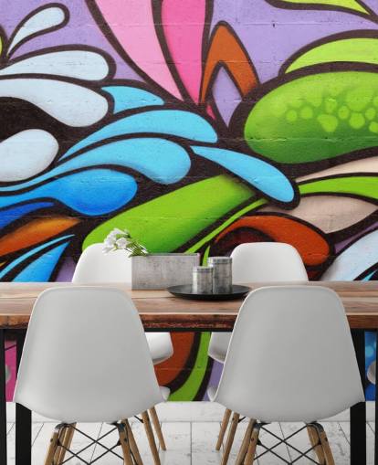 Papel pintado Grafiti con formas coloridas