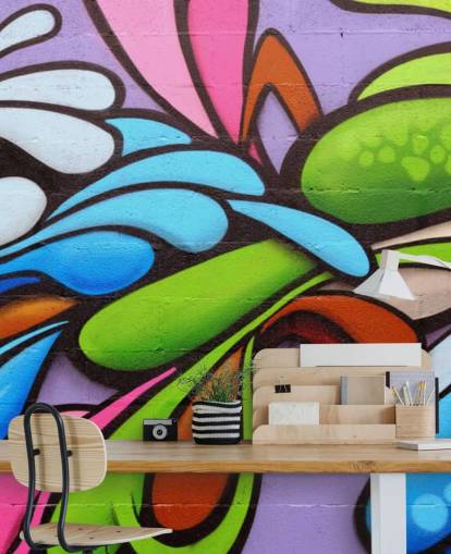 Colourful Shapes Graffiti Wallpaper Mural Colourful Shapes Graffiti Wallpaper Mural
