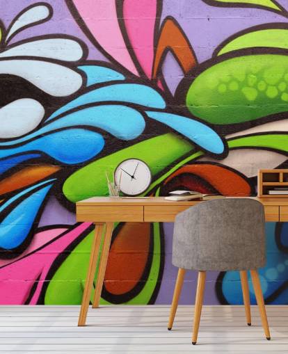 Farverige figurer Graffiti Wallpaper Mural Farverige figurer Graffiti Wallpaper Mural