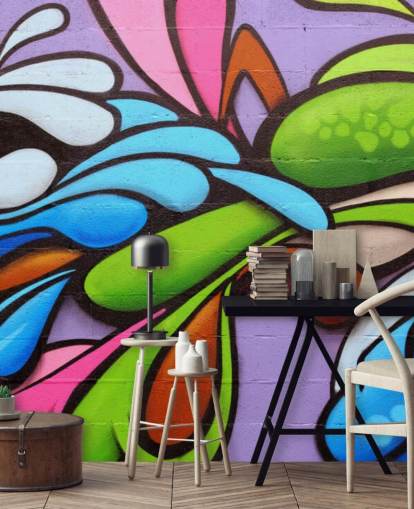 Papel pintado Grafiti con formas coloridas