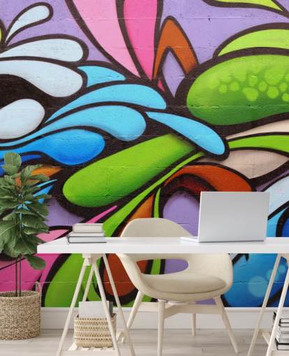 Colourful Shapes Graffiti Wallpaper Mural