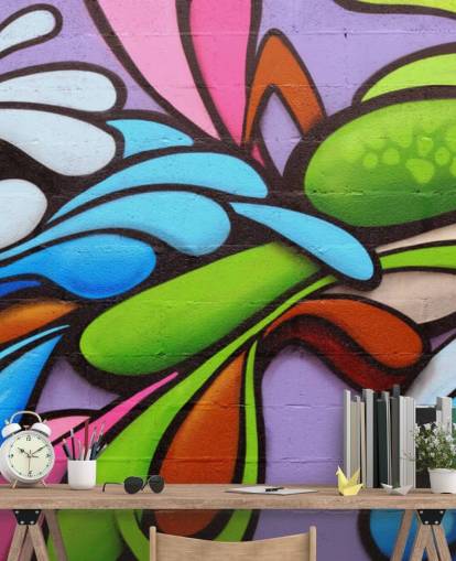 Colourful Shapes Graffiti Wallpaper Mural
