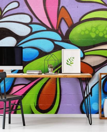 Colourful Shapes Graffiti Wallpaper Mural Colourful Shapes Graffiti Wallpaper Mural