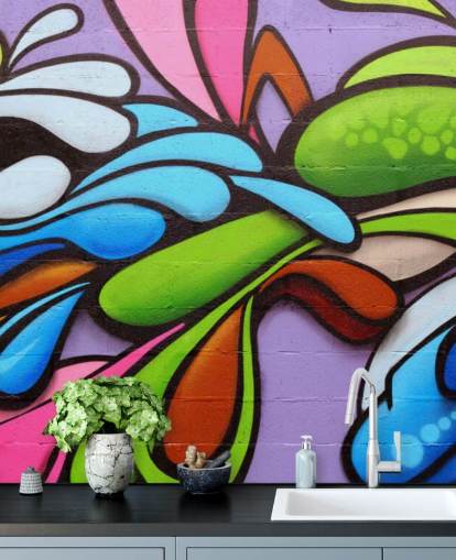 Colourful Shapes Graffiti Wallpaper Mural