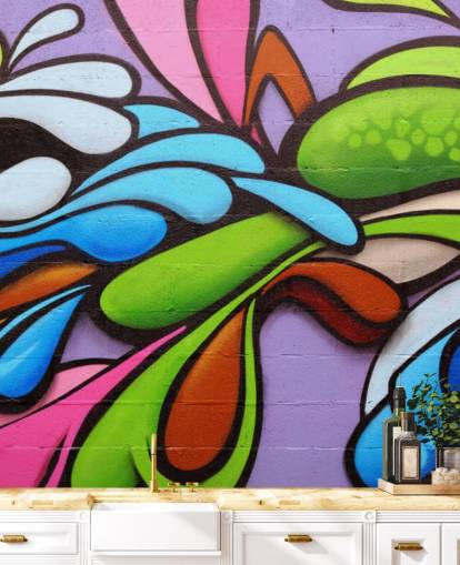 Colourful Shapes Graffiti Wallpaper Mural