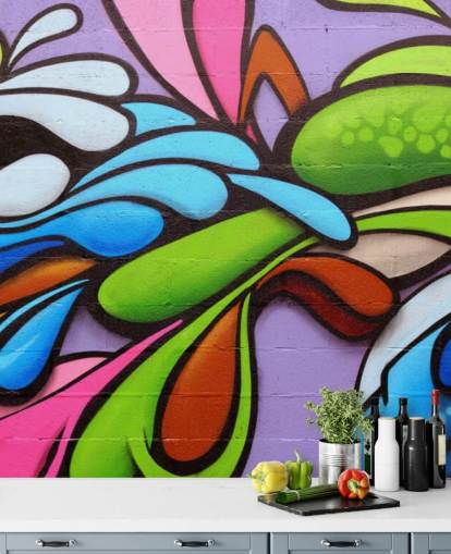 Fargerike figurer Graffiti Bakgrunn Mural Fargerike figurer Graffiti Bakgrunn Mural