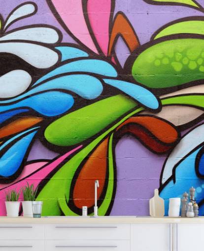 Papel pintado Grafiti con formas coloridas