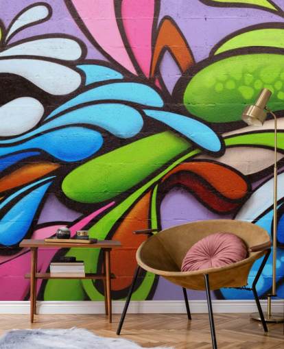 Papel pintado Grafiti con formas coloridas