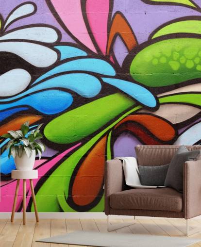 Farverige figurer Graffiti Wallpaper Mural Farverige figurer Graffiti Wallpaper Mural
