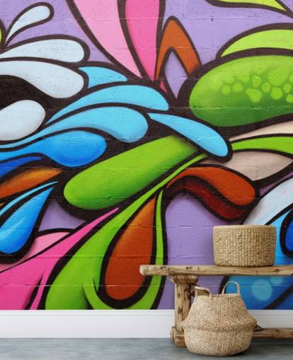 Colourful Shapes Graffiti Wallpaper Mural