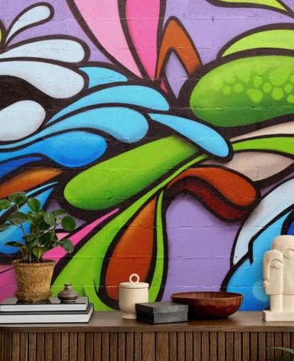Colourful Shapes Graffiti Wallpaper Mural Colourful Shapes Graffiti Wallpaper Mural