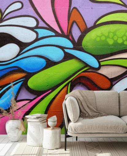 Colourful Shapes Graffiti Wallpaper Mural Colourful Shapes Graffiti Wallpaper Mural