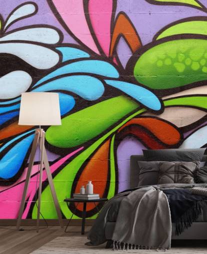 Colourful Shapes Graffiti Wallpaper Mural