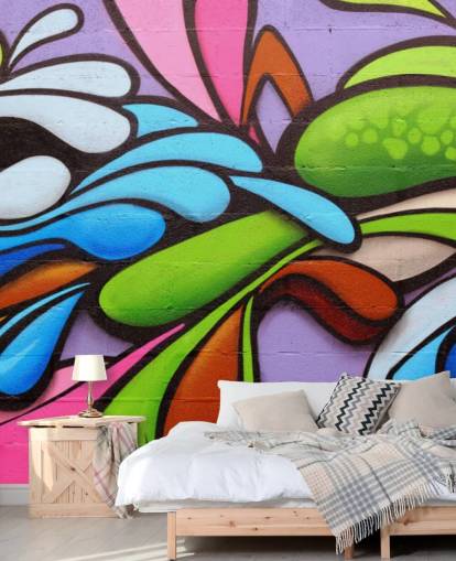 Colourful Shapes Graffiti Wallpaper Mural