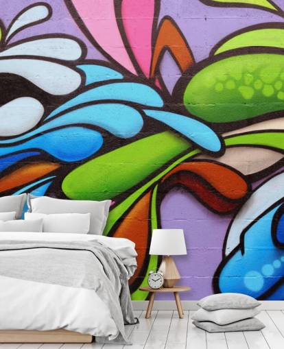 Papel pintado Grafiti con formas coloridas