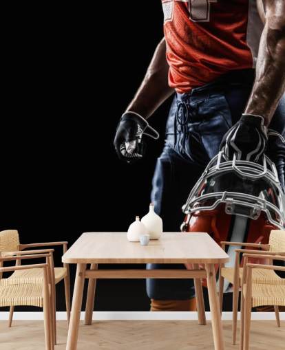 mörk NFL tapetväggmålning kallad American Football Sportsman för tonårens sovrum och sportklubbar