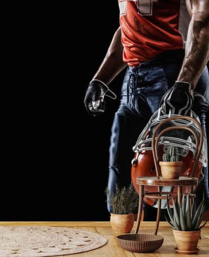 dark NFL wallpaper mural called American Football Sportsman for teen's bedrooms and sports clubs dark NFL wallpaper mural called American Football Sportsman for teen's bedrooms and sports clubs