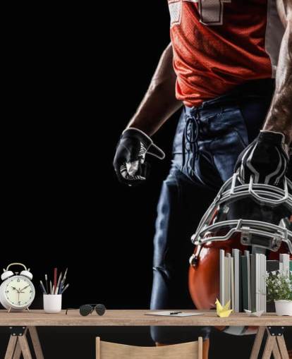 dark NFL wallpaper mural called American Football Sportsman for teen's bedrooms and sports clubs