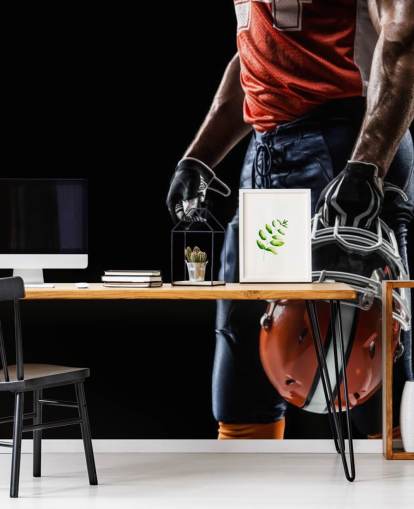 donkere NFL-behangmuurschildering genaamd American Football Sportsman voor tienerkamers en sportclubs donkere NFL-behangmuurschildering genaamd American Football Sportsman voor tienerkamers en sportclubs
