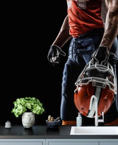 dark NFL wallpaper mural called American Football Sportsman for teen's bedrooms and sports clubs