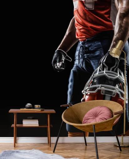 dark NFL wallpaper mural called American Football Sportsman for teen's bedrooms and sports clubs