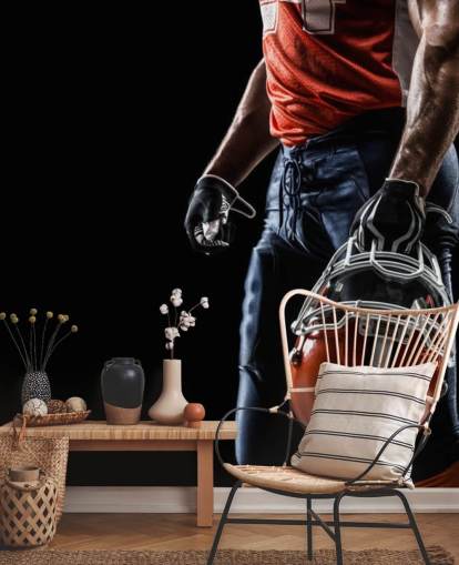 papier peint mural foncé de la NFL appelé American Football Sportsman pour les chambres d'adolescents et les clubs de sport